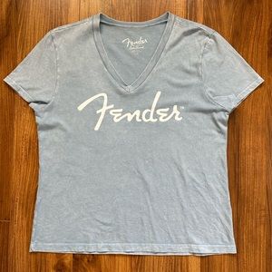 Fender Guitar Logo Women’s Large V-Neck T Shirt